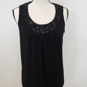 212 Collection Jeweled Black Sleeveless Top Sz S